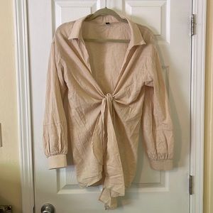 PrettyLittleThing sand tie front beach cover up